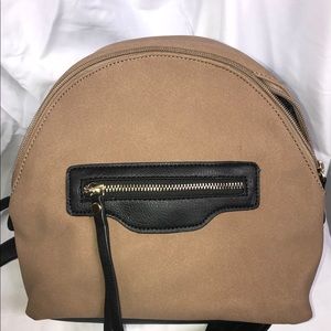 BEIGE and BLACK Backpack Purse